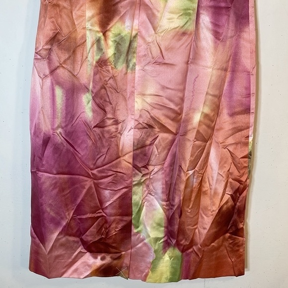 NWT. Ann Taylor 4 Watercolor Scoop Neck Sleeveless Satin Sheath Dress. - Picture 10 of 10